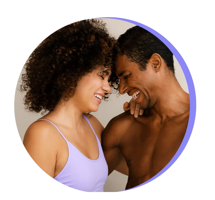 Man and woman smiling together